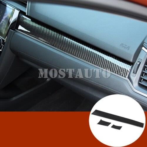 For Honda Civic Carbon Fiber Center Console Moulding Trim Cover 2016-2018 3pcs Car Accessories Interior
