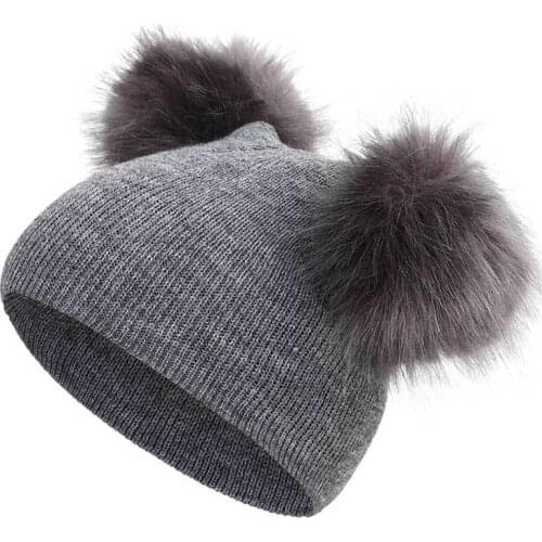 Children Hat Toddler Kids Baby Newborn Warm Winter Wool Hat Knit Beanie Baby Boys Girls Fur Balls Pom Pom Hat 1-3Y Drop Shipping