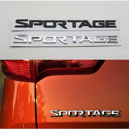 For Kia 2011-2015 Sportage Emblem Rear Trunk Logo Sticker Silver Black Letter Auto Badge Nameplate