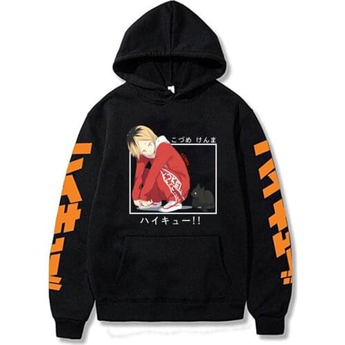 Hot Harajuku Hoodies Anime Haikyuu Loog Sleeve Casual Sudaderas Hombre