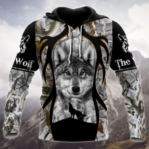 Beautiful Wolf Hunting 3D All Over Printed Autumn Men Hoodies Unisex Casual Zip Pullover Streetwear sudadera hombre DW0490