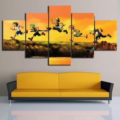Canvas Pictures Paintings Poster Home Decor 5 Pcs Anime One Piece Cute Child HD Wall Art Prints Hotel Modular Living Room Frame