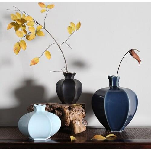 Ceramic Vase Pomegranate Flower Arrangement Living Room Flower Arrangement Multi-size Black/blue Vase Container Home Accessories
