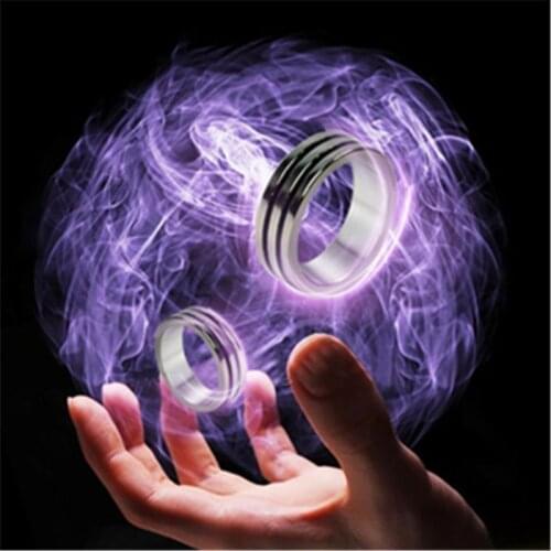 HX5D Black Two Circle Pk Ring Tricks Strong Magnetic Magnet Ring Coin Finger Decoration 18/19/20mm Size Ring Prop