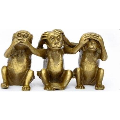 Collectibles Brass See Speak Hear No Evil 3 Monkey Small Statues