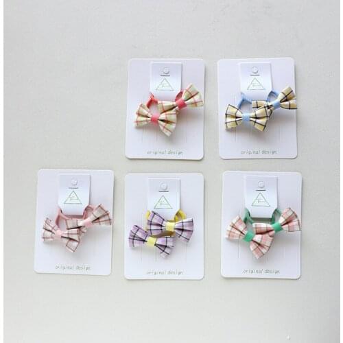 2PCS New Color Plaid Bowknot Cute Princess Headwear Kids Elastic Hair Bands Children Ropes Girls Accessories Baby Headdress