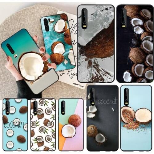PENGHUWAN summer cool coconut Cover Black Soft Shell Phone Case for Huawei P30 P20 P10 P9 P8 Mate 20 10 Pro Lite