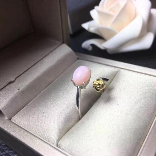 Best Gift Natural Real Natural Real Pink Opal Ring 925 Sterling Silver Ring for Women Wedding Ring