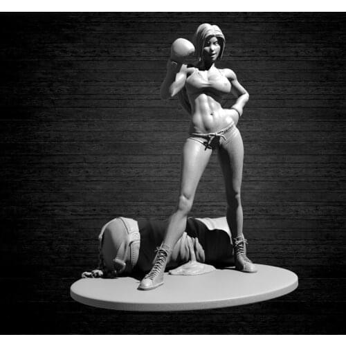 1/24 75mm 1/18 100mm Resin Model Boxing Girl Figure Unpainted Sculpture No color RW-014