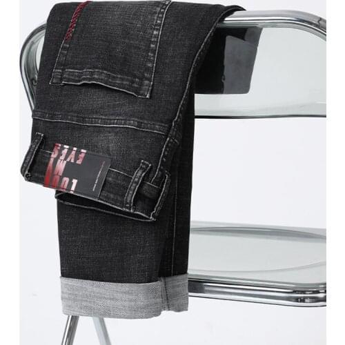 2021 Autumn and Winter New Mens Slim Black and Gray Jeans Classic Style Business Fashion High Quality Denim Pants Male Brand
