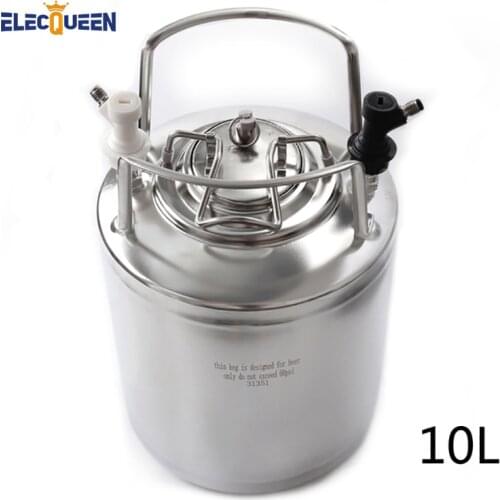 10L 2.5 Gallon Cornelius Style Stainless Steel Beer OB Keg With Metal Handles + Ball Lock Disconnect Liquid(out) & Gas(in)