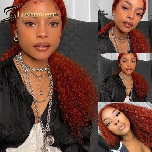 Water Wave Ginger Orange Colored Hd Lace Frontal Curly Transparent Red Full Lace Human Hair Glueless Women Bleached Knots Wig