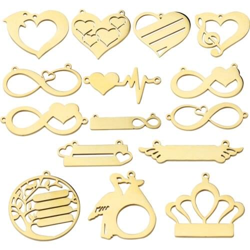 Fnixtar 20Pcs Heart Crown Connector Charms Mirror Polish Stainless Steel Charms For DIY Making Necklace Braid Bracelets Jewelry