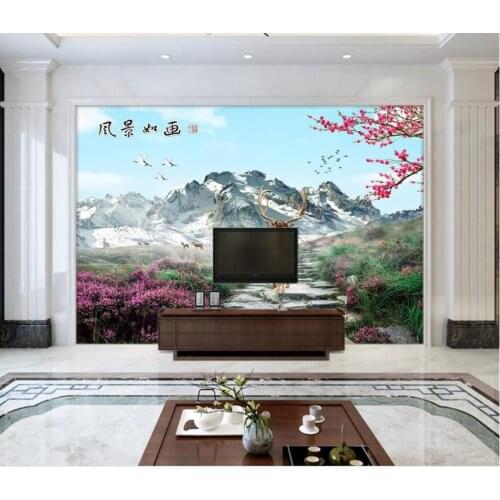 Custom photo wallpaper 3d wallpaper for walls 3 d New Chinese rural landscape TV background wall decoration painting home decor