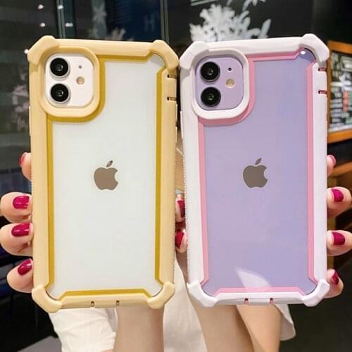 For iPhone 12 Pro Max Shockproof Bumper Transparent Phone Case For iPhone 11 Pro Max XR XS Max X 7 8 Plus Shockproof Clear Cover