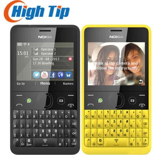 Unlocked Original Nokia Asha 210 GSM 2.4`Dual SIM Cards 2MP Refurbished QWERTY Keyboard English Only Mobile Phone Free Shipping