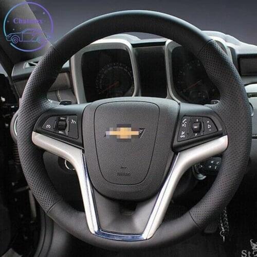 DIY Customize For Chevrolet Camaro Explorer Hand-stitched Car Steering Wheel Stitch on Wrap Cover anti-slip Genuine Leather