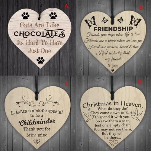 Heart Shape Handmade Wooden Hanging Plaque Sign Quote Gift For Christmas Decor