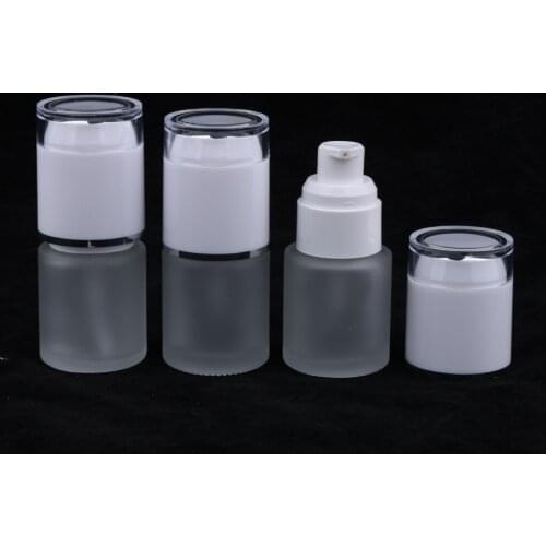 3x Glass Bottle with Pump Cap Lotion Shampoo Cosmetic Container for Travel