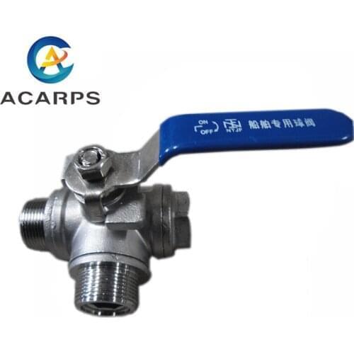 1/2" 3/4" BSP Female Male Thread Three Way Ball Valve DN15 DN20 Stainless Steel 304 Valve Handle Valves L T Type
