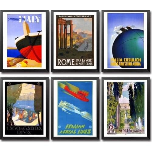 Italy Napoli Rapallo Garda Vicenza Dolomiti Amalji Merano Palermo Rome Bergamo Vintage Travel Poster