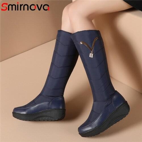 Smirnova 2020 big size 41 snow boots women warm winter shoes Waterproof non-slip flat platform shoes women knee high boots