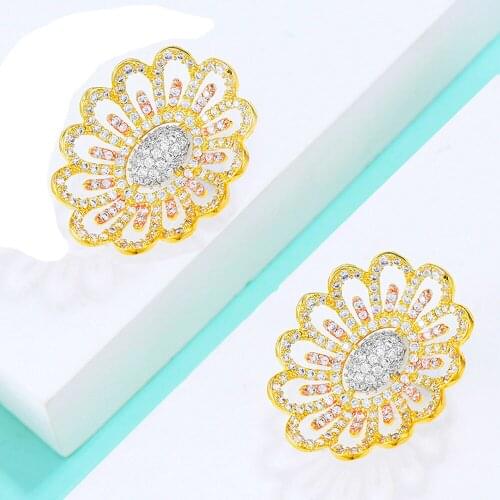 Blachette Oval Flower Stud Earrings For Women Girl Fashion Wedding Party Jewelry Gift Brinco Charms High Quality Original Design