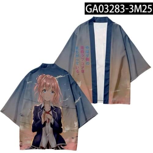 My Teen Romantic Comedy SNAFU Yui Yuigahama Printing Japanese Anime Kimono Haori Summer Casual Cool Short Sleeve womens Cardigan