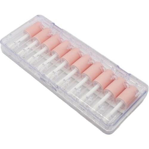10pcs 4ml lip gloss empty plastic tubes Exquisite mini clear lipgloss packaging container with pink matte lid