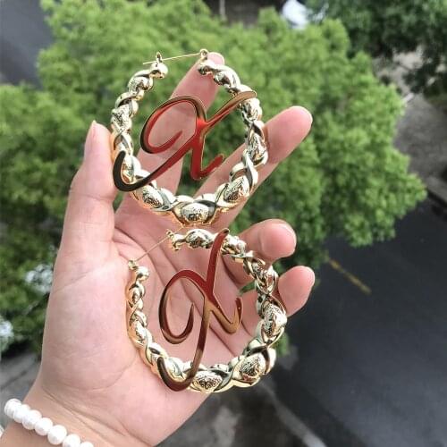 2021 New A-Z Letter Earrings Custom Initial Earrings Women Simple Personality Gothic XOXO Earrings Jewelry Gift