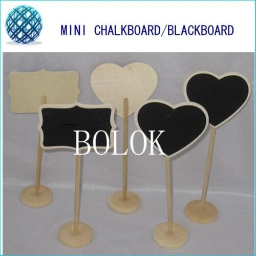 300pcs/lot Mini Wooden Chalkboards, wedding Blackboard on stick Stand for wedding table decoration,Heart and Rectangle designs