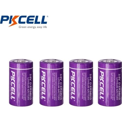 4Pcs*PKCELL ER34615 3.6V 19000mAH D size Lithium Battery for water electricity meter type D intelligent instrument electric