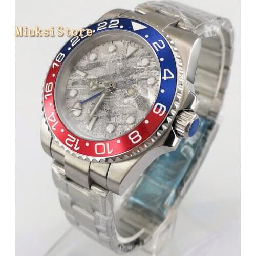 40mm Bliger silver case sapphire glass ceramic bezel GMT date window luminous automatic mens top luxury mechanical watch