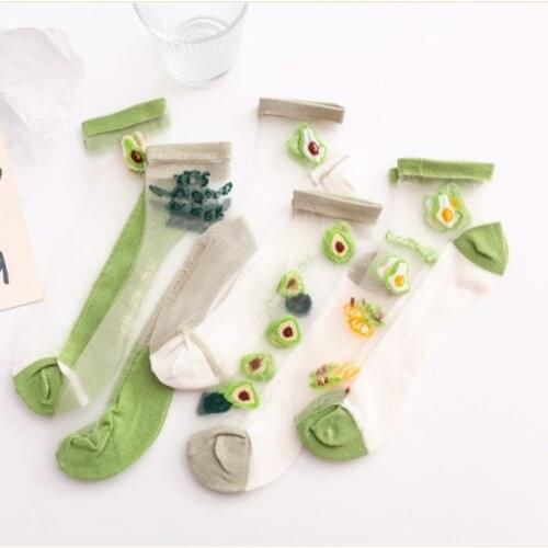 5 pairs Summer thin Cass socks, avocado cotton bottom, glass fiber womens ship socks, sweat absorption and ventilation CASS