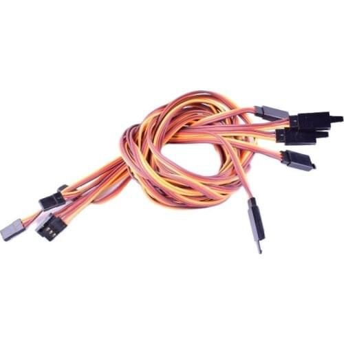 5 Pack RC Servo Extension Lead Wire Conversion Cable 22awg Futaba JR Flat with Safety Clip 500mm/700mm/1000mm