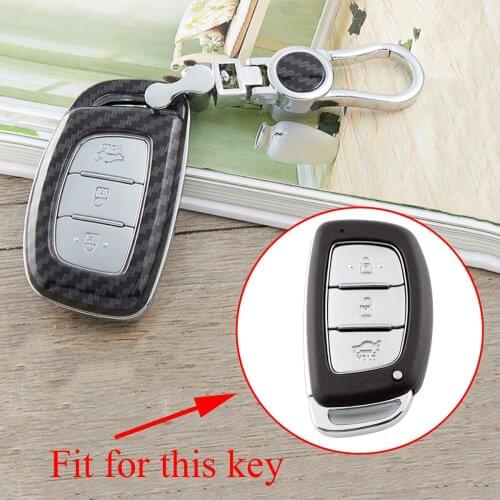 Key Case Bag Fob Holder Cover Cap Fit For Hyundai Sonata Tucson Elantra ix25 ix35 Mistra Verna Accessories Carbon Fiber Trim