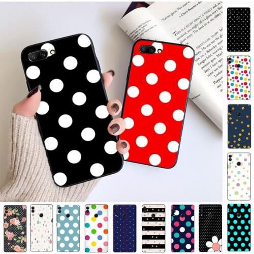 Black red white Polka Dots Phone Case For huawei honor 10 10i 10lite 8c 8A 8X 9 9A 9lite 20 20s 20i 20lite mate20 Cellphones