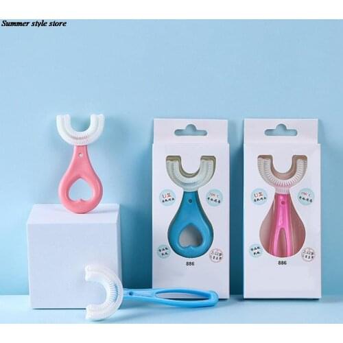 New Silicon Cartoon Pattern For Children Baby Mouth Type Toothbrush Kids U-shaped Toothbrush