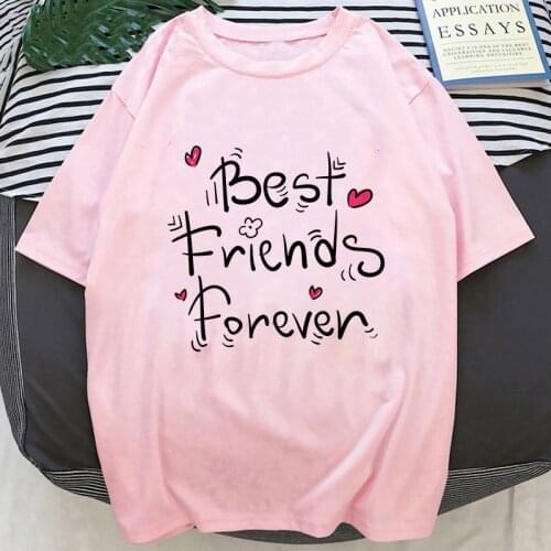 Tshirt Women Best Friends Forever Letter Kawaii Print T shirts Top Femme Clothes Female T-shirt Harajuku Graphics Summer T-shirt