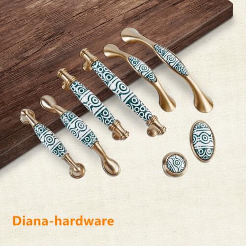 Floral Pattern Ceramic Drawer Pulls Creative Kitchen Door Cabinet Handles Knobs and Pulls Decoration Furniture Hardware