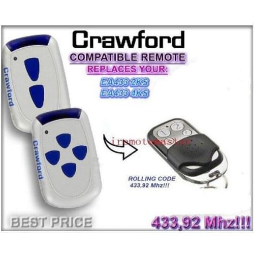 Crawford remote EA433 2KS,EA433 4KS replacement garage door remote control opener