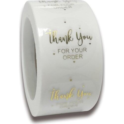 50-500pcs Round Gold Foil Thank You For Your Order Stickers 1 inch Wedding Pretty Gift Cards Envelope Sealing Label Stickers