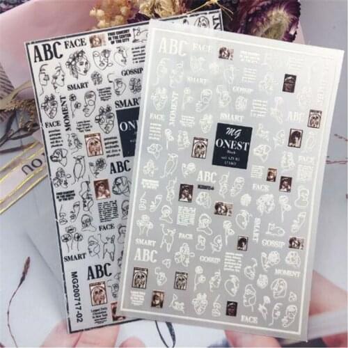 Hot Selling Fashion Style Beauty Head Portrait Dry Paper Sticker Nail Decals Nail Stickers Fashion Nail Art