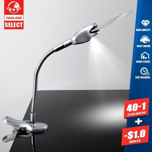 Realmote 2x and 6x 107mm LED Illuminating Magnifier Metal Hose Magnifying Glass Desk Table Reading Lamp Light with Clamp