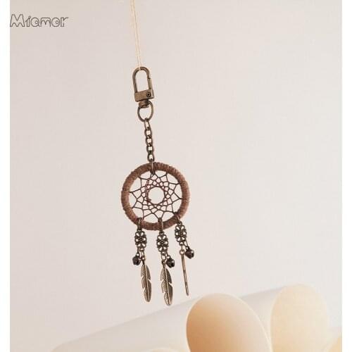 MIAMOR Retro Style Dream Catcher Keychain Car Decoration Accessories Kids School Bag Hanging Pendant Decoration Ornament Gift