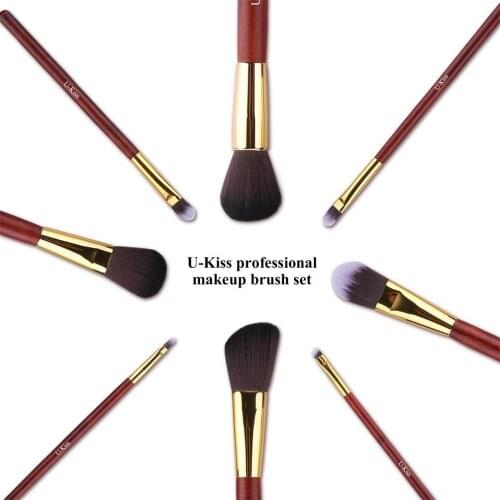 Multiple Functions Luxury Durable Lightweight Synthetic Fiber Bristle Wooden Brush Handle 8 Piece Makeup Brush Set
