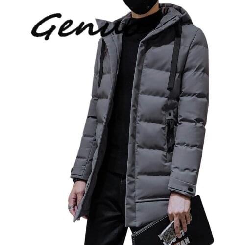 Genuo 2020 New Winter Jackets Men Casual Long Thick Winter Coat Men Solid Parka Male Clothes Overcoat Outerwear
