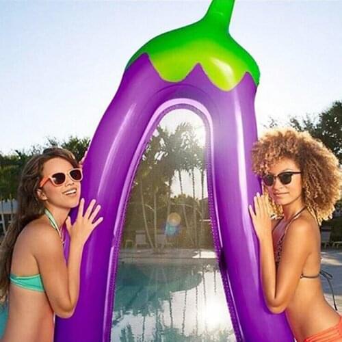 Inflatable Giant Eggplant Pool Float 220*105*20cm Mattress Sunbathe Bed Swimming water bed Beach Mat Water Party Toys