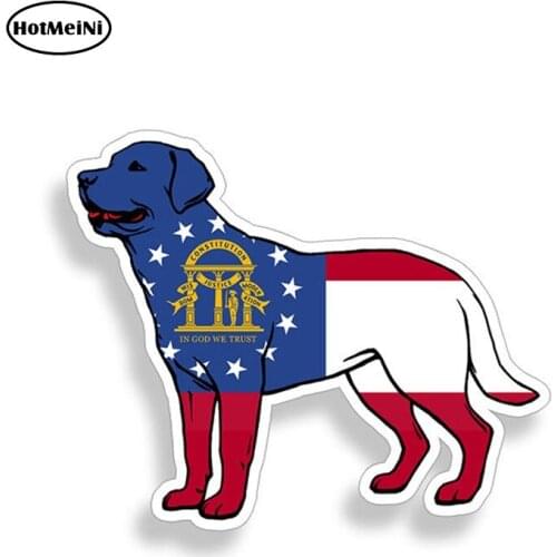 HotMeiNi 13cm x 10.8cm Georgia Labrador Lab Dog Sticker GA State Flag Window Decal Cooler Cup K9 US Car Styling Vinyl Decal