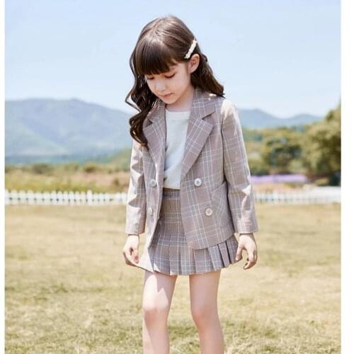 4-14 Years Kids Plaid Clothes Teenage Girls Clothing Sets Blazer + Skirts Pants Toddler Girl Fall Clothes Child Sets for girls